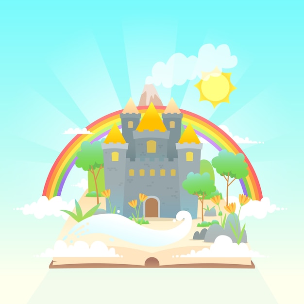 Fairytale concept met regenboog