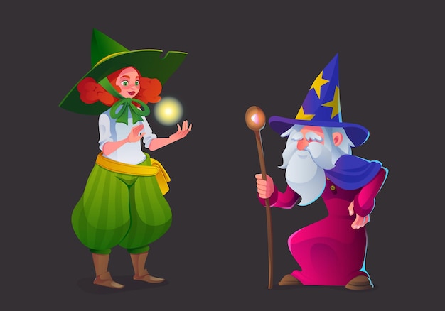 Fairytale vrouwelijke elf en mannelijke tovenaar