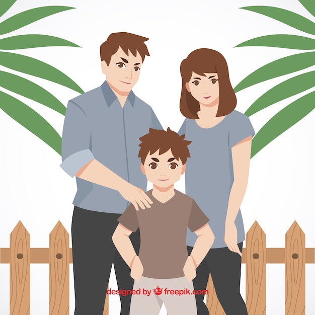 Gratis vector familie achtergrond met een zoon in mangastijl