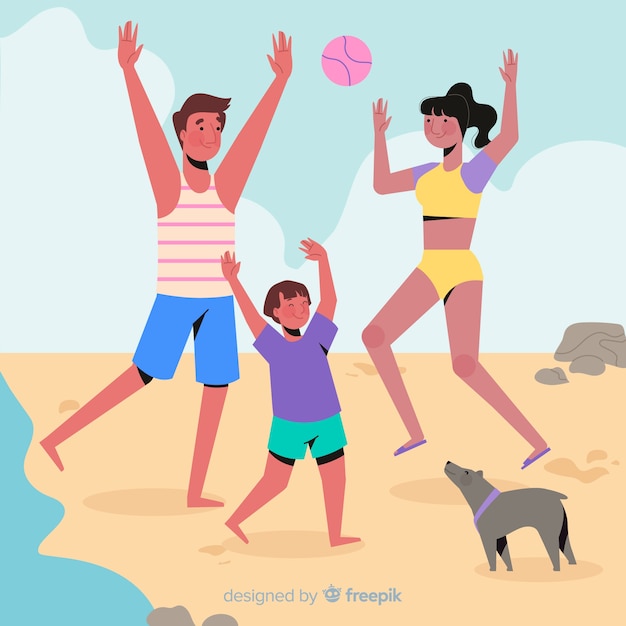 Gratis vector familie die buitenactiviteiten doet