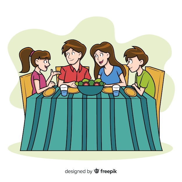 Gratis vector familie eten