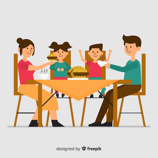 Gratis vector familie eten