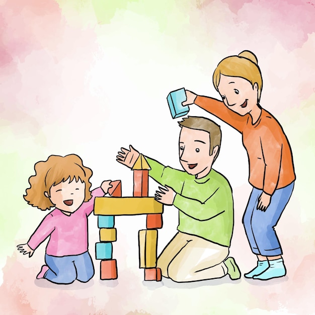 Gratis vector familie genieten van tijd samen spelen