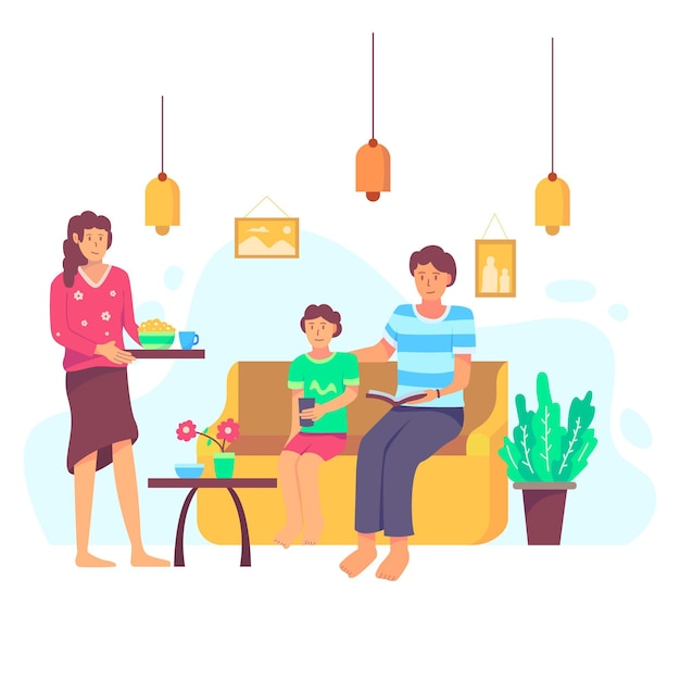 Gratis vector familie genieten van tijd samen