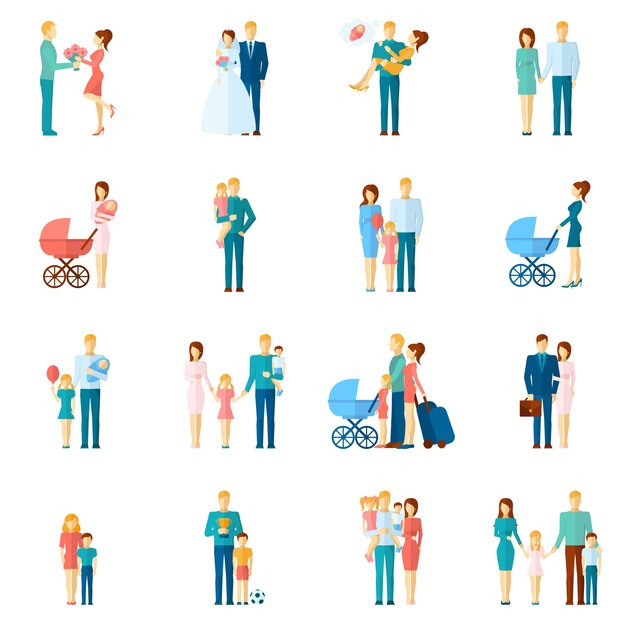 Familie Icons Set