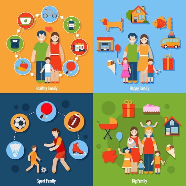 Familie icons set