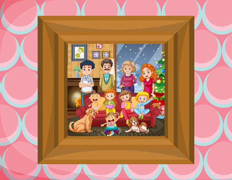 Gratis Vector familie in afbeeldingsframe