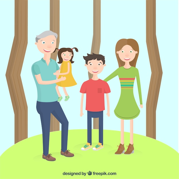 Gratis vector familie in het hout