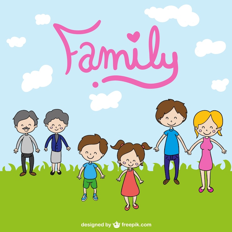 Gratis Vector familie leuke cartoon tekening