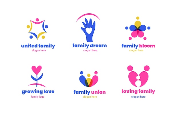 Gratis vector familie logo collectie concept