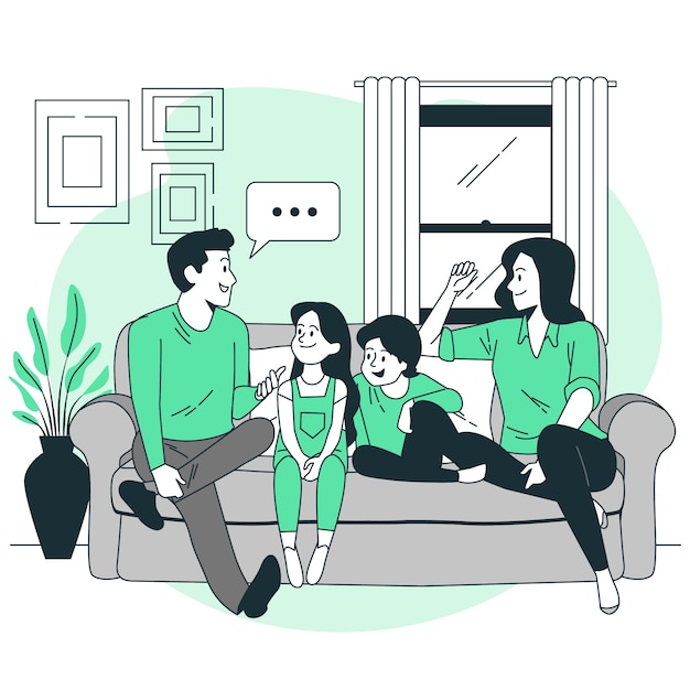 Familie praten concept illustratie