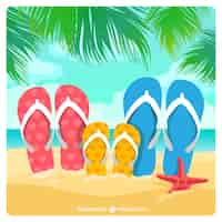 Gratis vector familie sandalen op het zand