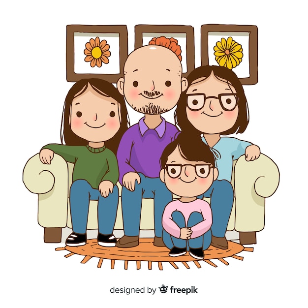 Gratis vector familie thuis concept