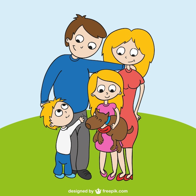 Familie vector tekening cartoon stijl