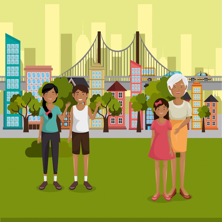 Gratis Vector familieleden buiten karakters