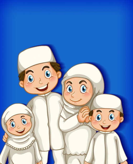 Gratis vector familielid op cartoon karakter kleurverloop achtergrond