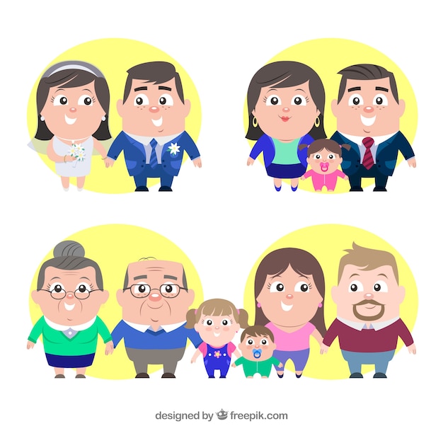 Gratis vector familiescollectie in verschillende fasen