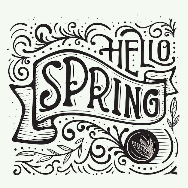 Gratis vector fancy lijnen en punten voor hallo lente belettering