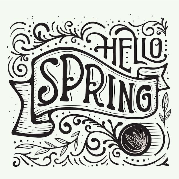 Fancy lijnen en punten voor hallo lente belettering