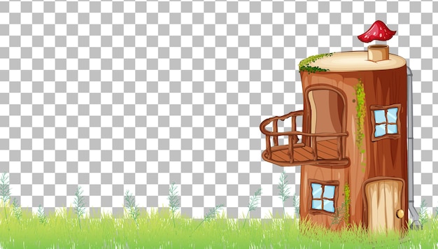 Gratis vector fantasie houten huis op transparante achtergrond