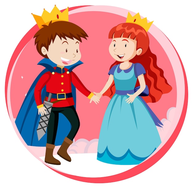 Gratis vector fantasie prins en prinses karakter op witte achtergrond