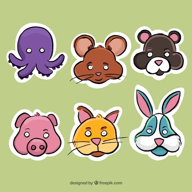 Fantastic emoticon stickers met verschillende dieren