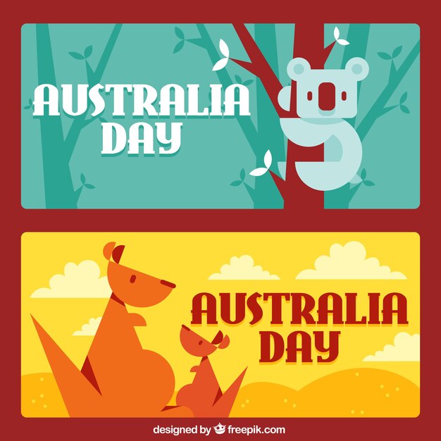 Fantastische banners met koala&#39;s en kangoeroes in Australië dag