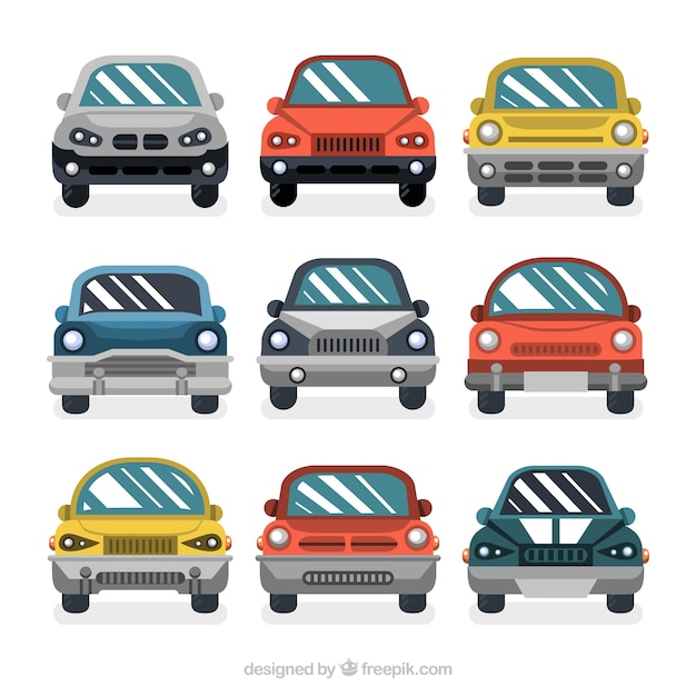 Gratis vector fantastische collectie frontale auto's