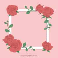 Gratis vector fantastische frame met rode rozen