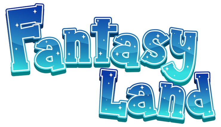 Gratis Vector fantasy land-tekstwoord met blauw verloop