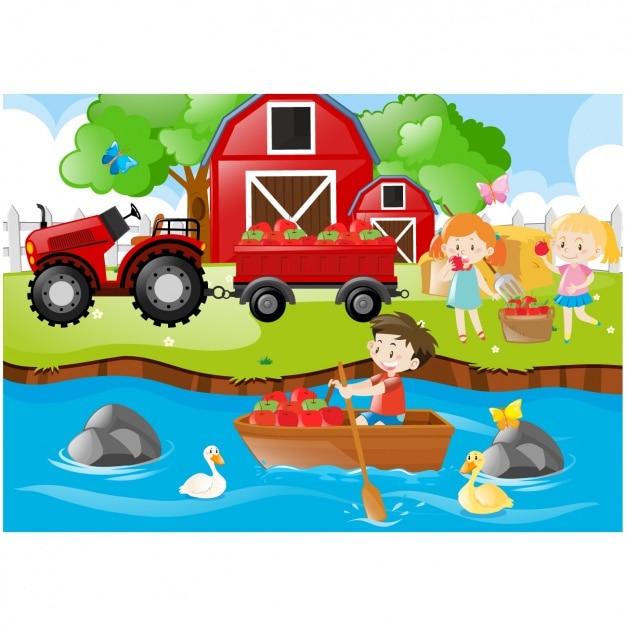 Gratis vector farm achtergrond ontwerp