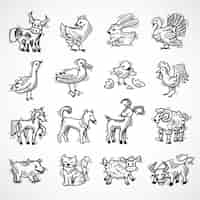 Gratis vector farm animals sketch