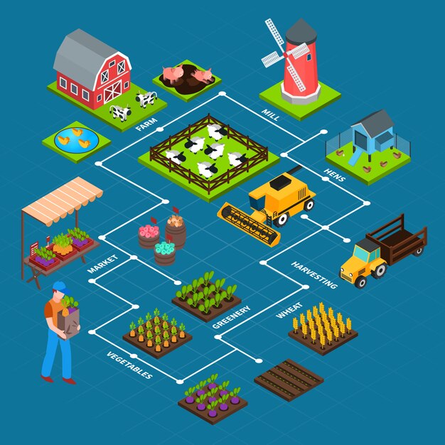 Farm isometrische stroomdiagram