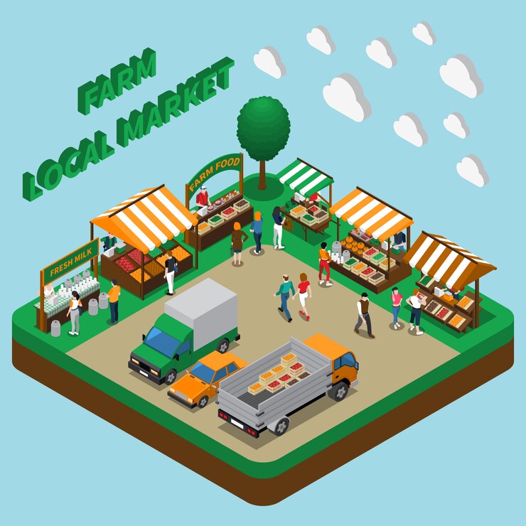Gratis Vector farm products market
