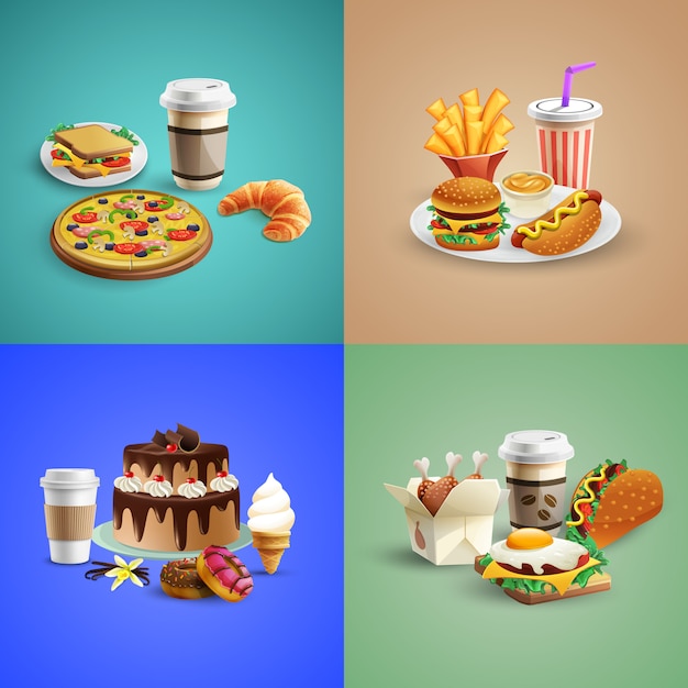 Gratis vector fast food banner collectie