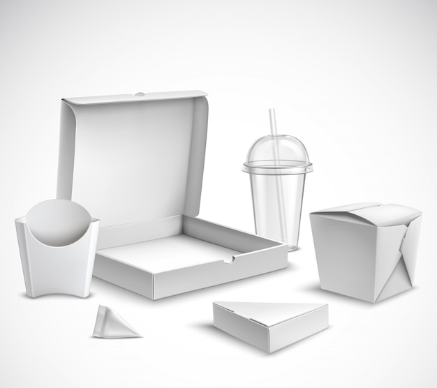 Gratis vector fast food packaging realistische set