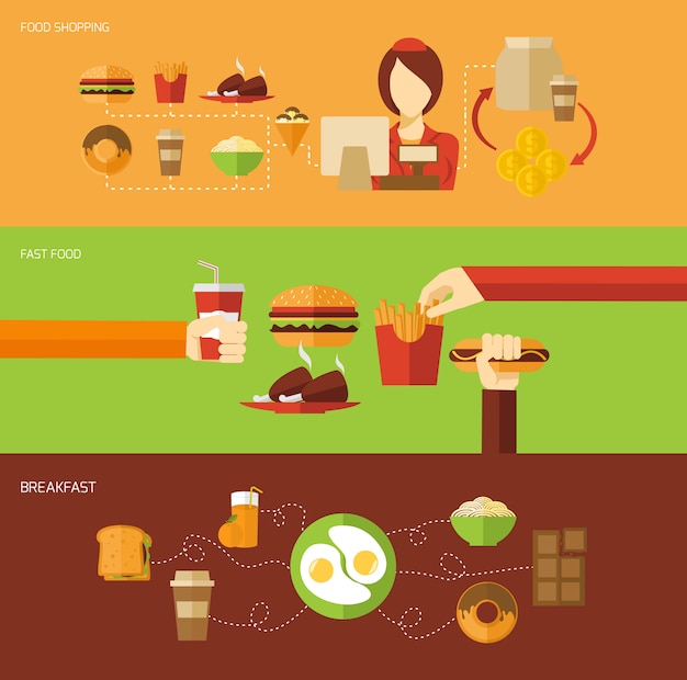 Gratis vector fastfood-bannerset