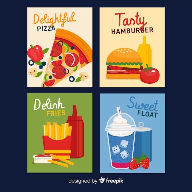 Gratis vector fastfood-kaartcollectie