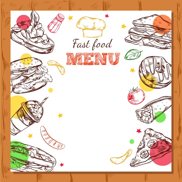 Gratis vector fastfood restaurant menu ontwerp