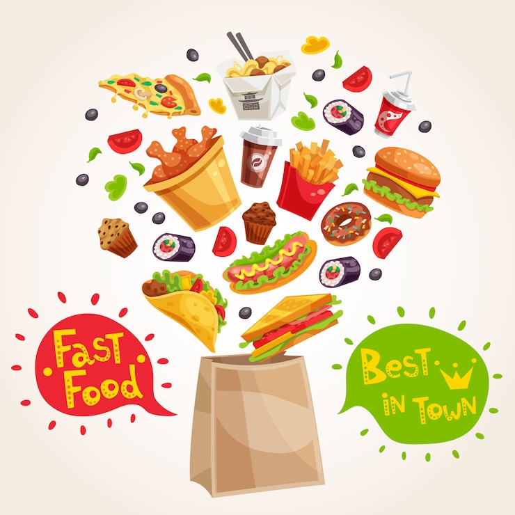 Gratis Vector fastfoodreclamesamenstelling