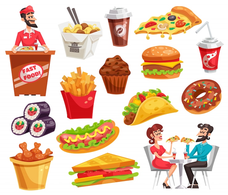 Gratis Vector fastfoodset