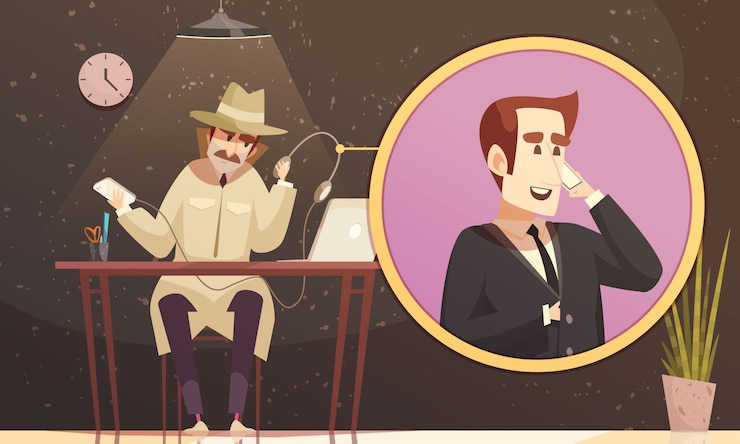 Gratis Vector faux telefoon detective samenstelling
