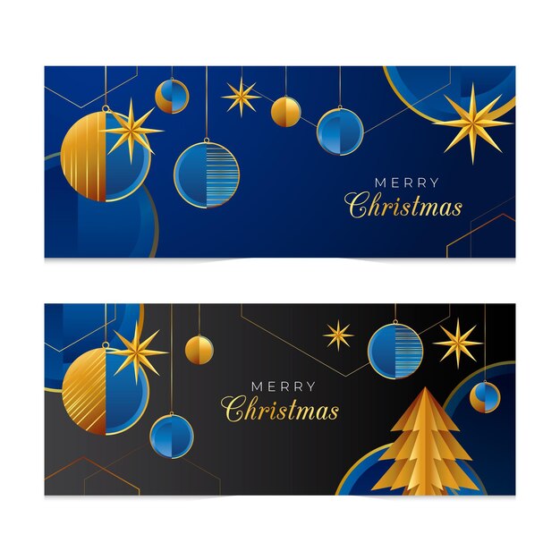 Feestelijke blauwe en gouden kerstbanner