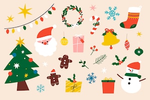 Gratis vector feestelijke kerst clipart elementen collectie