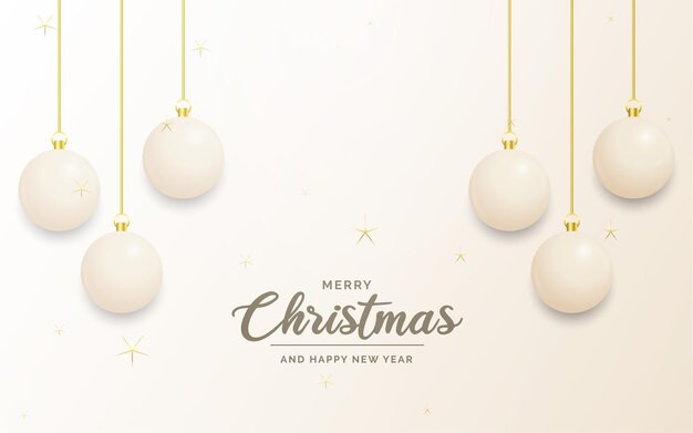 Feestelijke kerstversiering Witte en gouden kerstballen voor website sociale netwerken blog of uw videokanaal Vectorillustratie