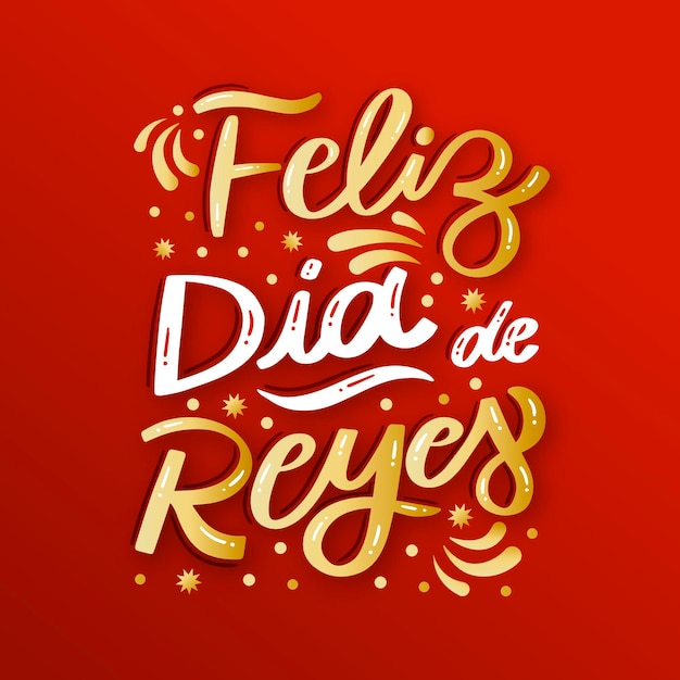 Gratis vector feliz dia de reyes belettering