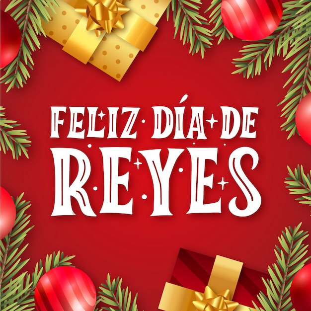 Gratis vector feliz dia de reyes belettering