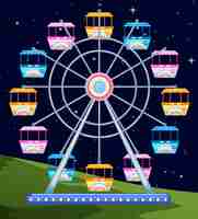 Gratis vector ferriswheel dat een nacht ronddraait