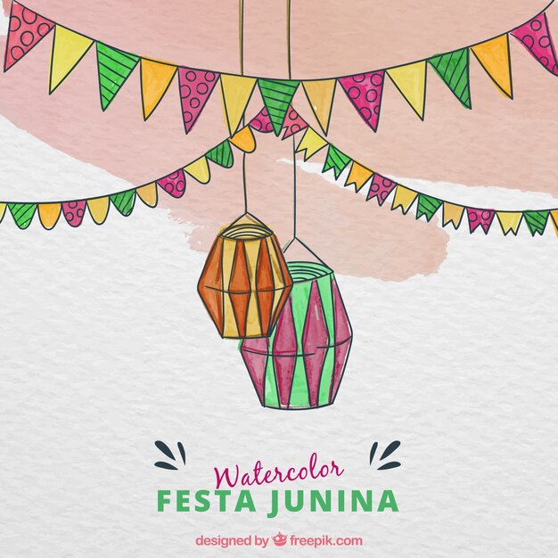 Festa Junina achtergrond met aquarel elementen