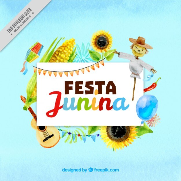 Festa junina achtergrond met waterverf oogst elementen